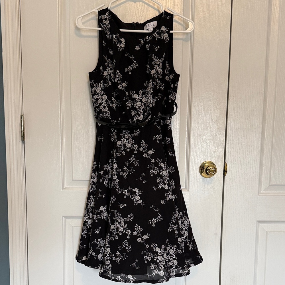 Elle Black and White Floral Mini Dress